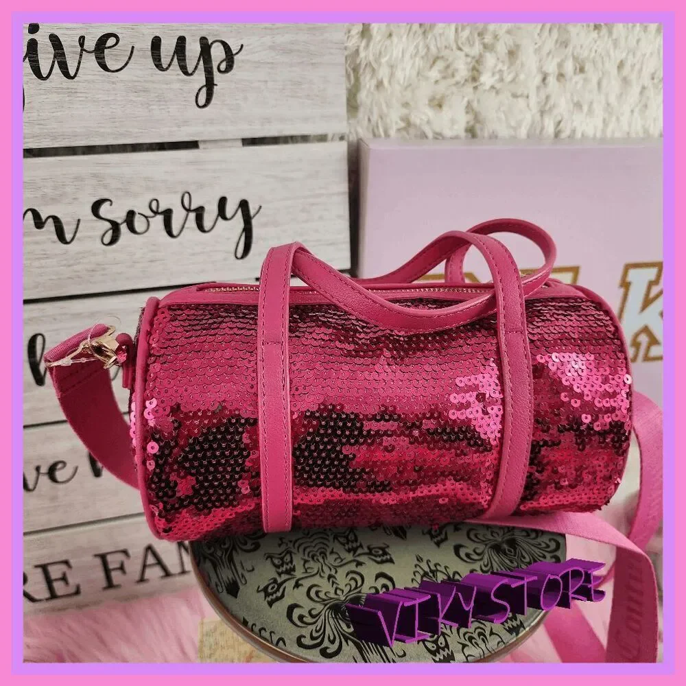 💕 NWT Juicy Couture Pink Sequin Cylinder Bag w/ Rhinestones #7196 💕
